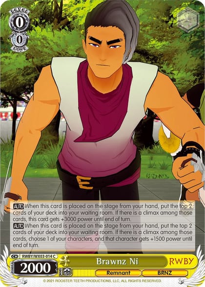 Brawnz Ni, RWBY RWBY/WX03-014 C