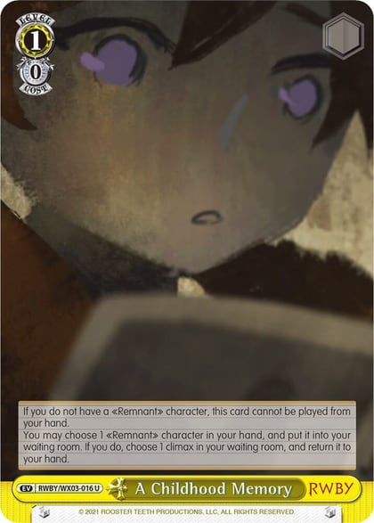 A Childhood Memory, RWBY RWBY/WX03-016 U