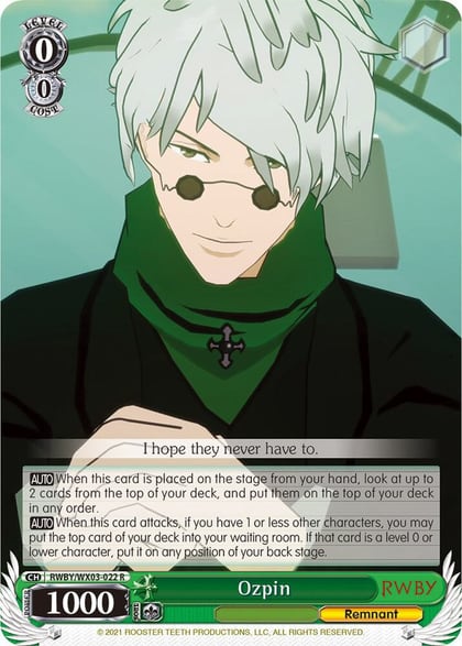 Ozpin, RWBY RWBY/WX03-022 R
