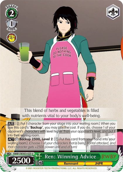 Ren: Winning Advice, RWBY RWBY/WX03-025 U