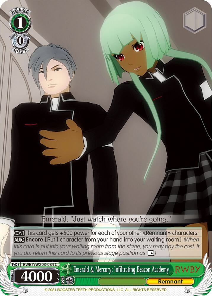 Emerald & Mercury: Infiltrating Beacon Academy, RWBY RWBY/WX03-034 C