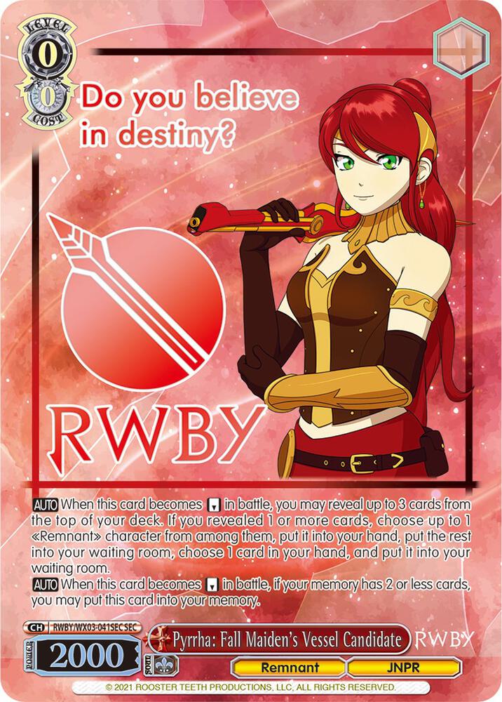 Pyrrha: Fall Maiden's Vessel Candidate (SEC), RWBY RWBY/WX03-041SEC SEC