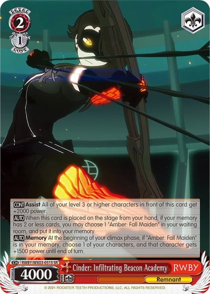 Cinder: Infiltrating Beacon Academy (SR), RWBY RWBY/WX03-051S SR