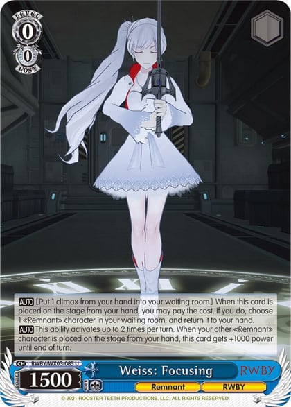 Weiss: Focusing, RWBY RWBY/WX03-085 U