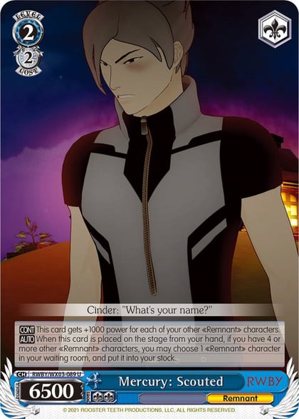 Mercury: Scouted, RWBY RWBY/WX03-089 U