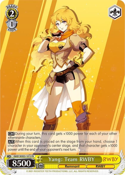 Yang: Team RWBY (Alternate Art), RWBY RWBY/WX03-101S PR