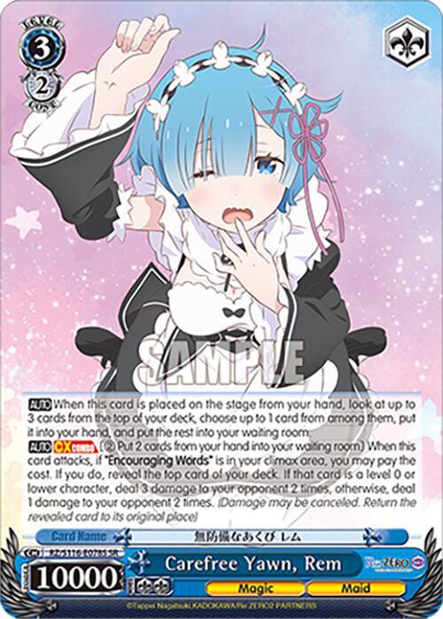 Carefree Yawn, Rem (SR), Re:ZERO -Starting Life in Another World- Vol.3 RZ/S116-E078S