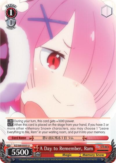 A Day to Remember, Ram, Re:ZERO Memory Snow RZ/S68-E035 U