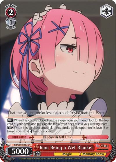 Ram Being a Wet Blanket, Re:ZERO Memory Snow RZ/S68-E037 U