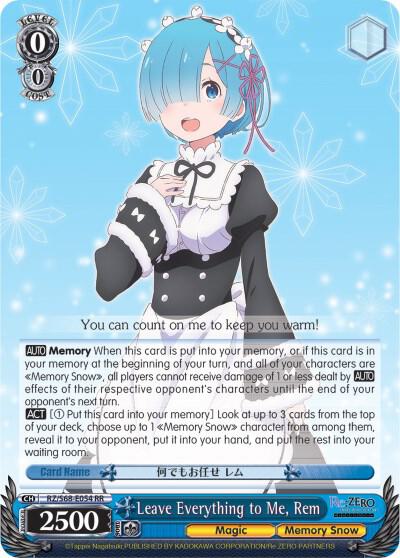 Leave Everything to Me, Rem, Re:ZERO Memory Snow RZ/S68-E054 RR