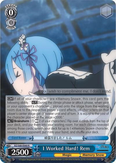 I Worked Hard! Rem, Re:ZERO Memory Snow RZ/S68-E060 R