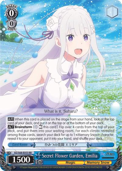 Secret Flower Garden, Emilia, Re:ZERO Memory Snow RZ/S68-E053 RR