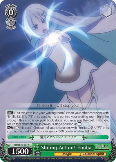 Sliding Action! Emilia (Parallel Foil), Re:ZERO: The Frozen Bond RZ/SE35-E07 R