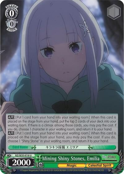 Mining Shiny Stones, Emilia (Parallel Foil), Re:ZERO: The Frozen Bond RZ/SE35-E18 U