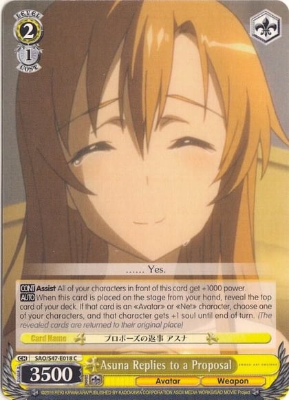Asuna Replies to a Proposal, Sword Art Online Re: Edit SAO/S47-E018 C