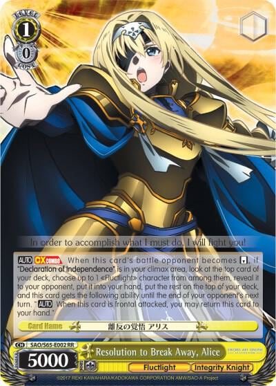 Resolution to Break Away, Alice, Sword Art Online -Alicization- SAO/S65-E002 RR