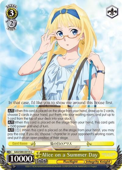 Alice on a Summer Day, Sword Art Online -Alicization- Vol.2 SAO/S80-E019 U