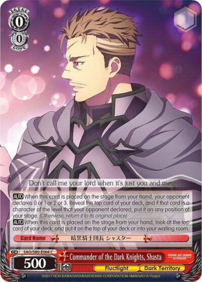 Commander of the Dark Knights, Shasta, Sword Art Online -Alicization- Vol.2 SAO/S80-E064 C