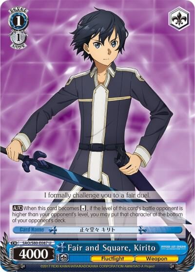 Fair and Square, Kirito, Sword Art Online -Alicization- Vol.2 SAO/S80-E087 U