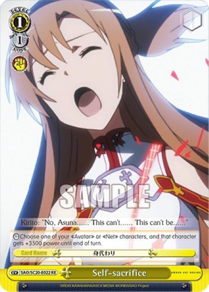 Self-sacrifice, Sword Art Online Chronicle Set SAO/S20-E022 RE