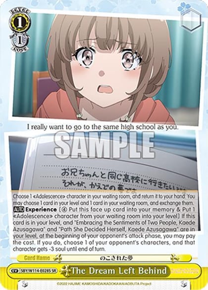 The Dream Left Behind (SR), Rascal Does Not Dream Series SBY/W114-E028S SR