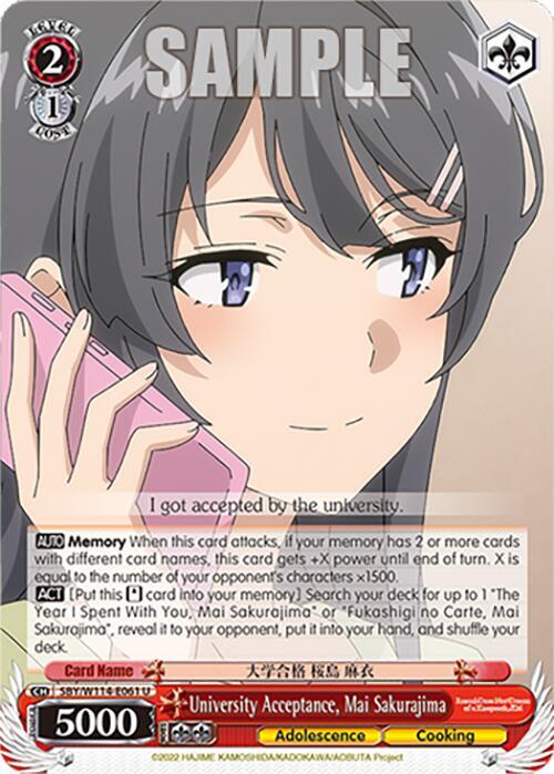 University Acceptance, Mai Sakurajima, Rascal Does Not Dream Series SBY/W114-E061 U