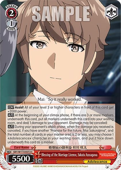 Blessing of the Marriage License, Sakuta Azusagawa, Rascal Does Not Dream Series SBY/W114-E072 C