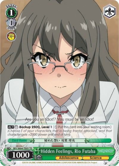 Hidden Feelings, Rio Futaba, Rascal Does Not Dream of Bunny Girl Senpai SBY/W64-TE05 TD