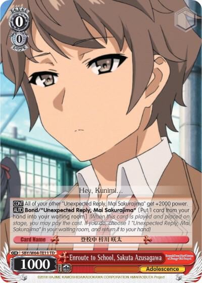 Enroute to School, Sakuta Azusagawa, Rascal Does Not Dream of Bunny Girl Senpai SBY/W64-TE11 TD