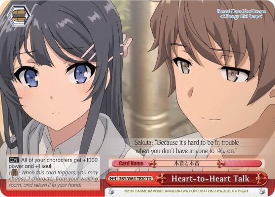 Heart-to-Heart Talk, Rascal Does Not Dream of Bunny Girl Senpai SBY/W64-TE20 TD