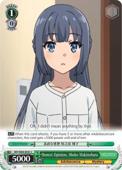 Honest Opinion, Shoko Makinohara, Rascal Does Not Dream of Bunny Girl Senpai SBY/W64-E041 C