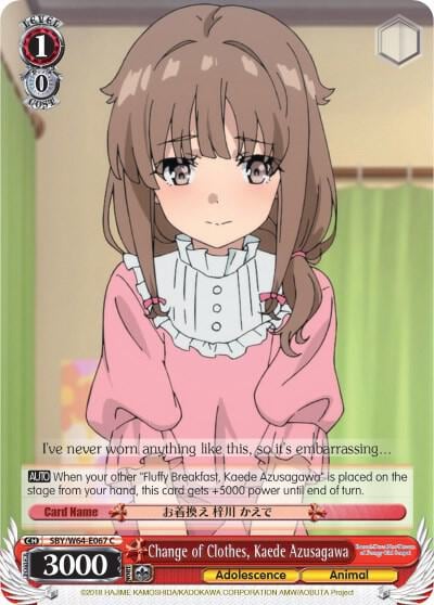 Change of Clothes, Kaede Azusagawa, Rascal Does Not Dream of Bunny Girl Senpai SBY/W64-E067 C
