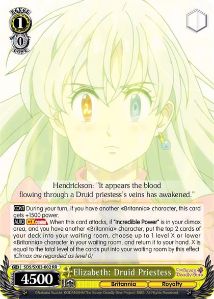 Elizabeth: Druid Priestess, The Seven Deadly Sins SDS/SX03-002 RR