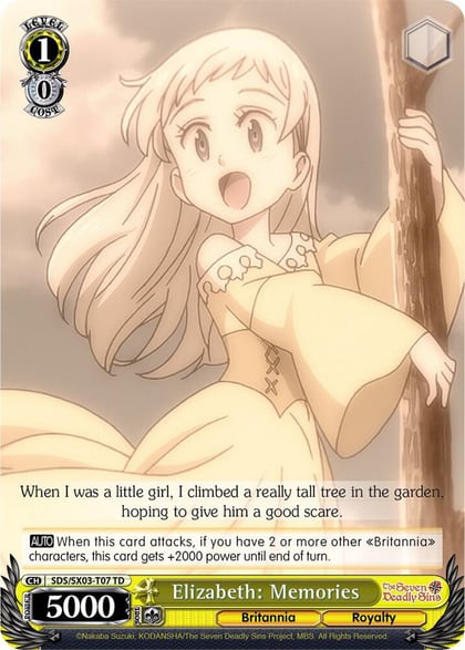 Elizabeth: Memories, The Seven Deadly Sins SDS/SX03-T07 TD