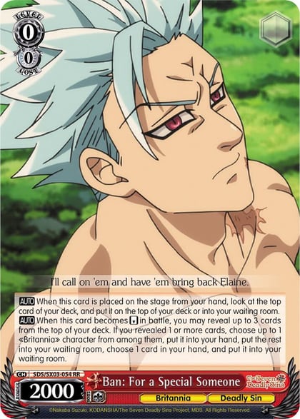 Ban: For a Special Someone, The Seven Deadly Sins SDS/SX03-054 RR