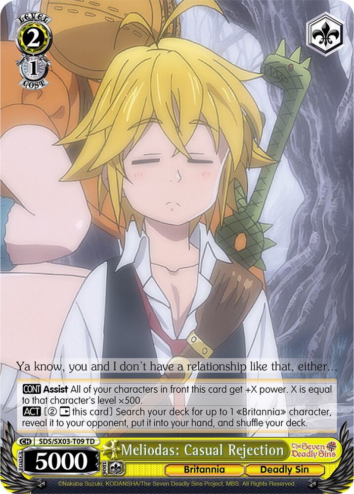 Meliodas: Casual Rejection, The Seven Deadly Sins SDS/SX03-T09 TD