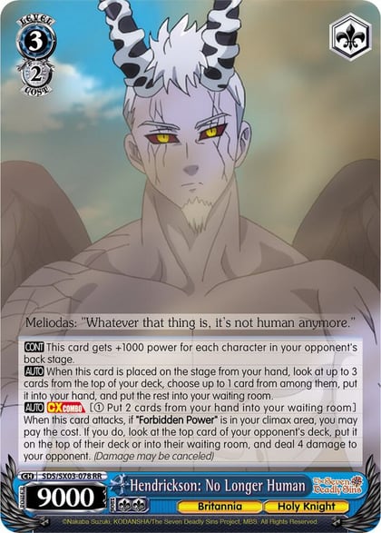 Hendrickson: No Longer Human, The Seven Deadly Sins SDS/SX03-078 RR