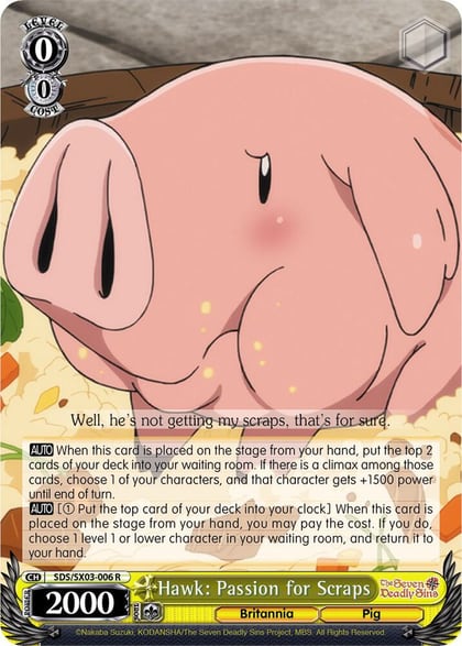 Hawk: Passion for Scraps, The Seven Deadly Sins SDS/SX03-006 R
