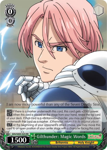 Gilthunder: Magic Words, The Seven Deadly Sins SDS/SX03-025 RR