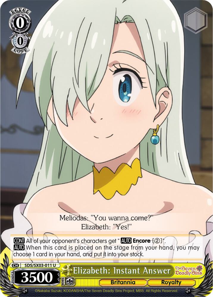 Elizabeth: Instant Answer, The Seven Deadly Sins SDS/SX03-011 U