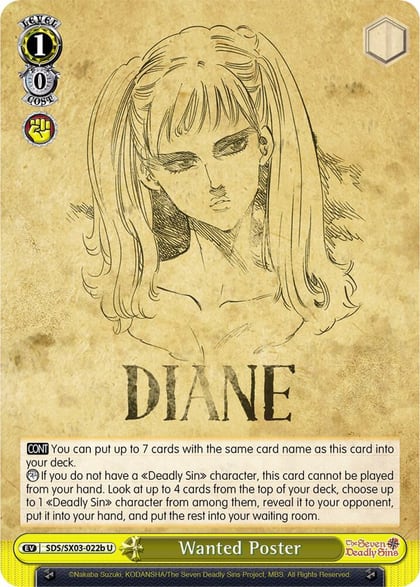 Wanted Poster (B), The Seven Deadly Sins SDS/SX03-022b U