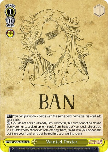 Wanted Poster (C), The Seven Deadly Sins SDS/SX03-022c U