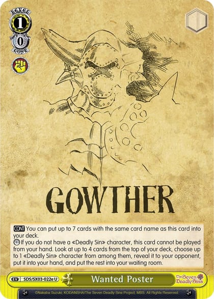 Wanted Poster (E), The Seven Deadly Sins SDS/SX03-022e U