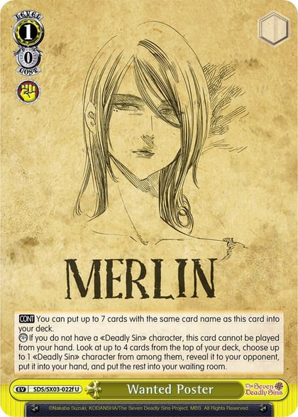 Wanted Poster (F), The Seven Deadly Sins SDS/SX03-022f U