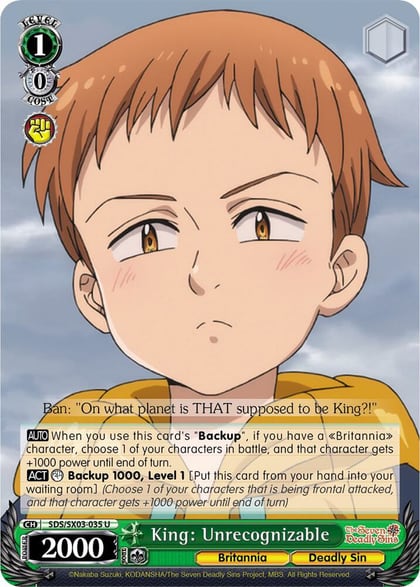 King: Unrecognizable, The Seven Deadly Sins SDS/SX03-035 U