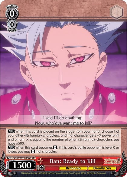 Ban: Ready to Kill (SR), The Seven Deadly Sins SDS/SX03-056S SR