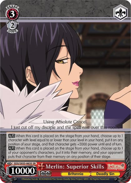 Merlin: Superior Skills (SR), The Seven Deadly Sins SDS/SX03-063S SR