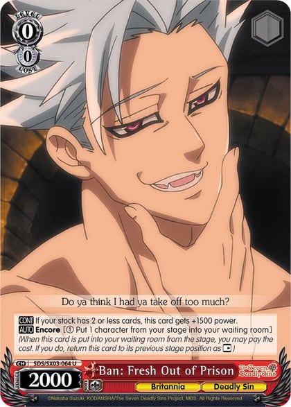 Ban: Fresh Out of Prison, The Seven Deadly Sins SDS/SX03-064 U