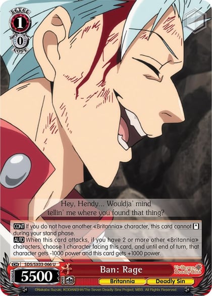 Ban: Rage, The Seven Deadly Sins SDS/SX03-066 U
