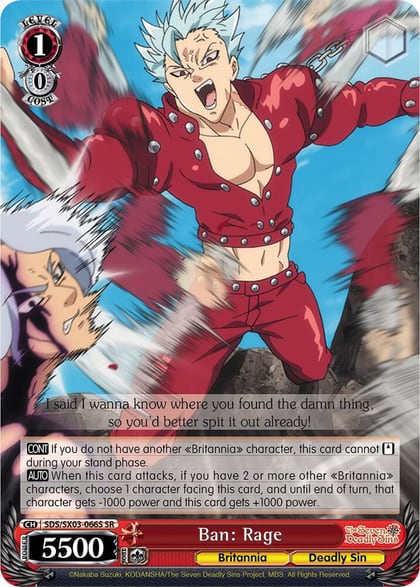Ban: Rage (SR), The Seven Deadly Sins SDS/SX03-066S SR